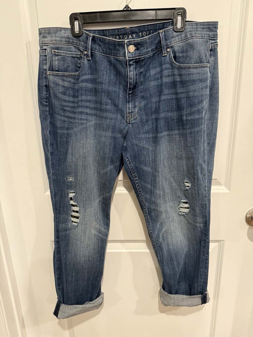 White House Black Market WOMENS 18S Everyday Soft Slim Cuffed Jeans Gold Inlay